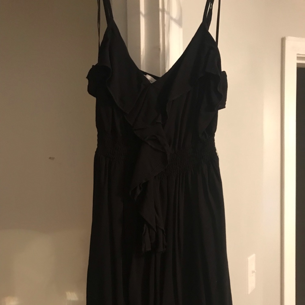 Black ruffle tank dress
